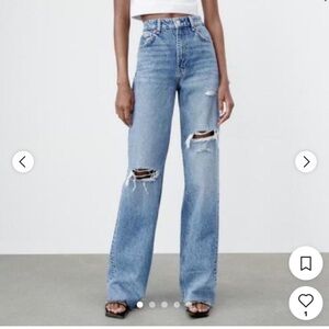 Zara Distressed Light Blue Jeans
